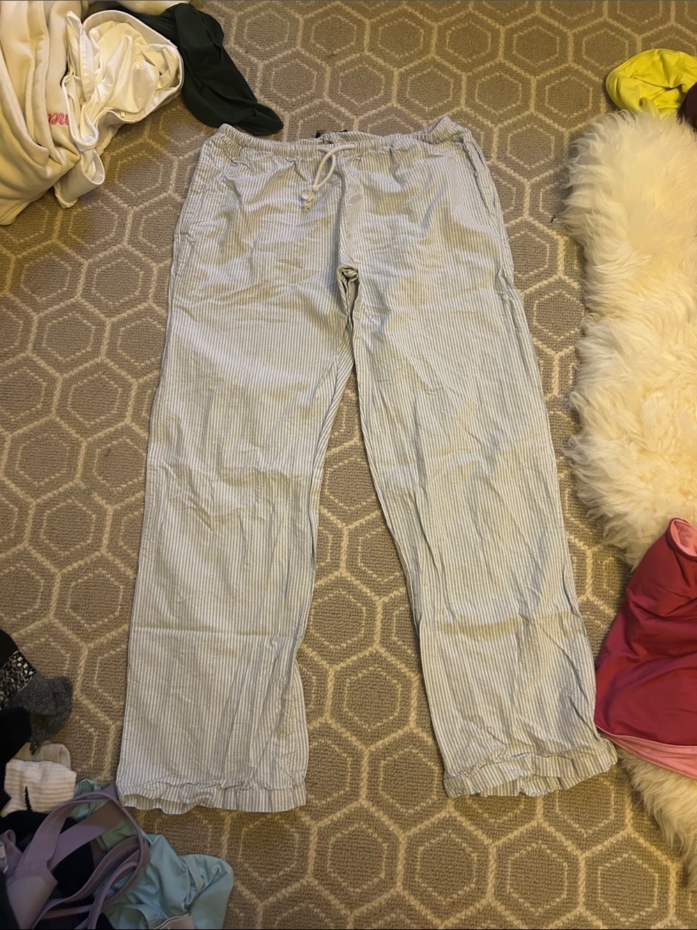 Brandy Melville Light Blue Pinstripe Straight Leg Pants
